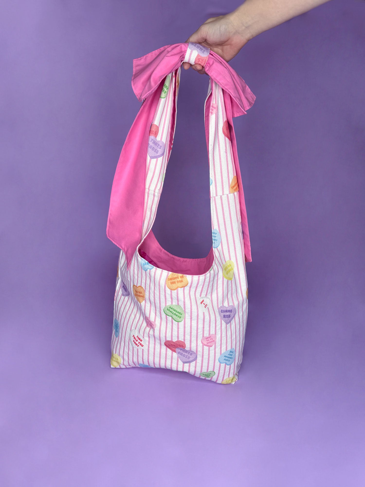 The Bow Bag in Candy Heart Print